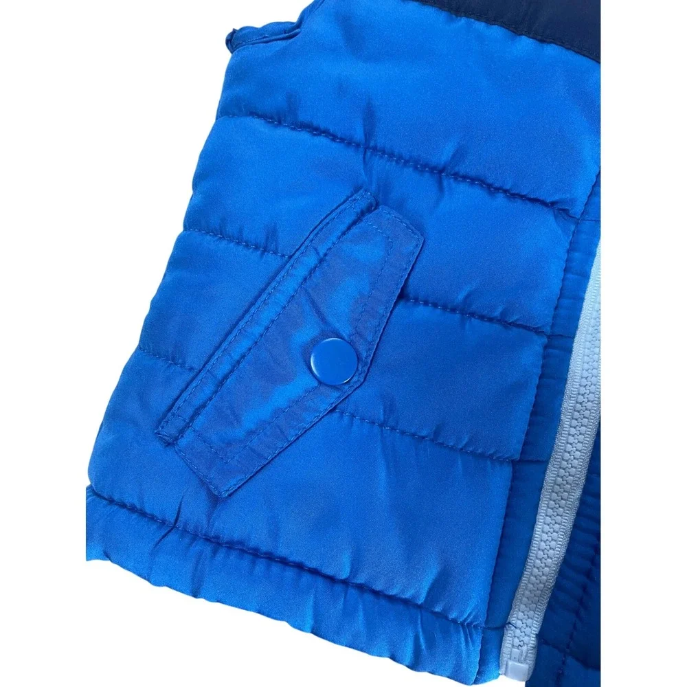 Lee Kids Blue Puffer Vest Tri-Color Stripe Full Zip Quilted Outerwear‎ 12M